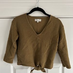 Madewell 3/4 sleeve crop top, tie front